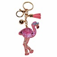 popfizzy bling keychain key fob backpack or purse charm fun decorative accessory (flamingo)