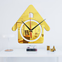 Popular Small House Romantic Full House Three Dimensional Acrylic Mirror Wall Sticker Clock Fashion Home Decoration Wall Clock