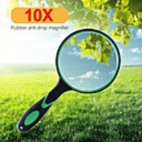 Portable 10X Magnifying Glass 75mm Handheld Magnifier for Antique Jade Jewelry Reading Book Loupe Glass