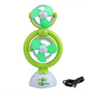 Portable Double Head Adjustable USB Desk Fan Green