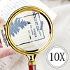 Portable Handheld 10X Magnifying Glass 90mm Retro Handle Magnifier Eye Loupe Glass
