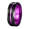 poya 8mm black tungsten ring matte finish beveled edges wedding band with purple aluminum interior (8)