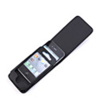 Premium PU Leather Case for iPhone 4 (Black)