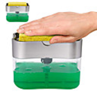 Premium Quality Dish Soap Dispenser For Kitchen Sink Counter Top Sink Dispenser Instant Refill Durable Rust proof Soap Pump Sponge Caddy Kitchen 2-in-1 Manual Press Liquid Soap Dispenser With Washin