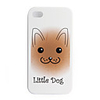Premium Unique Hard Protective Back Case for iPhone 4 - Little Dog (White)