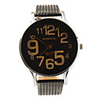 Preppy Style PU Leather Band Big Dial Quartz Men Women Wrist Watch - Black