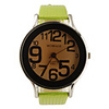 Preppy Style PU Leather Band Big Dial Quartz Men Women Wrist Watch - Green