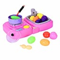 pretend play food set for kids kitchen toys barbecue play set durable construction kitchen accessory set (pink)