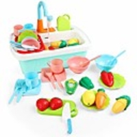 pretend play kitchen sink toys , electric dishwasher with automatic running water system wash up kitchen toys for kids boys and girls