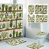 Prickly Pear Green Plant Pattern PrintingBathroom Shower Curtain Leisure Toilet Four-Piece Design