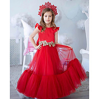 Princess / A-Line Floor Length Wedding / Party Flower Girl Dresses - Tulle Sleeveless Jewel Neck with Appliques