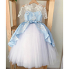 Princess / Ball Gown Floor Length Wedding / Party Flower Girl Dresses - Lace / Tulle Half Sleeve Jewel Neck with Bow(s) / Appliques / Color Block