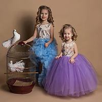 Princess / Ball Gown Floor Length Wedding / Party Flower Girl Dresses - Lace / Tulle Sleeveless Jewel Neck with Pleats / Appliques / Color Block