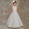 Princess / Ball Gown Floor Length Wedding / Party Flower Girl Dresses - Lace Sleeveless High Neck with Beading / Appliques