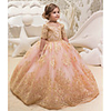 Princess / Ball Gown Floor Length Wedding / Party Flower Girl Dresses - Tulle Half Sleeve Jewel Neck with Bow(s) / Appliques