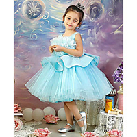 Princess / Ball Gown Knee Length Wedding / Party Flower Girl Dresses - Satin / Tulle Sleeveless Jewel Neck with Ruffles / Appliques