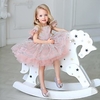 Princess / Ball Gown Short / Mini Wedding / Party Flower Girl Dresses - Tulle / Sequined Short Sleeve Jewel Neck with Tiered / Paillette