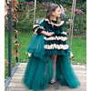 Princess / Ball Gown Short / Mini Wedding / Party Flower Girl Dresses - Tulle / Velvet 3/4 Length Sleeve Jewel Neck with Tier / Color Block