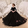 Princess / Ball Gown Sweep / Brush Train Wedding / Party Flower Girl Dresses - Lace / Organza Long Sleeve V Neck with Pleats / Appliques