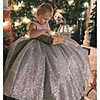 Princess / Ball Gown Sweep / Brush Train Wedding / Party Flower Girl Dresses - Lace / Organza Sleeveless Jewel Neck with Bow(s) / Ruffles / Paillette