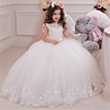 Princess / Ball Gown Sweep / Brush Train Wedding / Party Flower Girl Dresses - Lace / Tulle Sleeveless Jewel Neck with Bow(s) / Appliques / Paillette