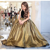 Princess / Ball Gown Sweep / Brush Train Wedding / Party Flower Girl Dresses - Taffeta / Velvet Sleeveless Jewel Neck with Bow(s) / Splicing