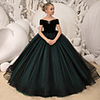 Princess / Ball Gown Sweep / Brush Train Wedding / Party Flower Girl Dresses - Tulle / Velvet Long Sleeve Off Shoulder with Bow(s) / Crystal Brooch