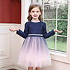 Princess / Ball Gown Tea Length Wedding / Party Flower Girl Dresses - Tulle Long Sleeve Jewel Neck with Crystals / Splicing