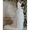 Princess A-Line Wedding Dresses Jewel Neck Sweep / Brush Train Tulle Stretch Fabric Long Sleeve Country Romantic with Cascading Ruffles 2020