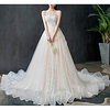Princess A-Line Wedding Dresses Strapless Court Train Lace Tulle Sequined Sleeveless Formal Romantic Luxurious Sparkle Shine with Bow(s) Beading Appliques 2020