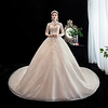 Princess Ball Gown Wedding Dresses High Neck Court Train Lace Tulle Long Sleeve Formal Luxurious Sparkle Shine with Appliques 2020