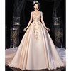 Princess Ball Gown Wedding Dresses Jewel Neck Chapel Train Lace Satin Tulle Sleeveless Formal Luxurious with Pleats Appliques 2020