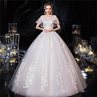 Princess Ball Gown Wedding Dresses Jewel Neck Floor Length Organza Sleeveless Formal Luxurious with Pleats Appliques 2020