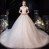 Princess Ball Gown Wedding Dresses Off Shoulder Watteau Train Lace Tulle Sequined Sleeveless Formal Romantic Luxurious Sparkle Shine with Appliques 2020