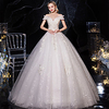 Princess Ball Gown Wedding Dresses V Neck Floor Length Lace Tulle Sequined Sleeveless Formal Romantic Luxurious Sparkle Shine with Pleats Appliques 2020
