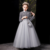 Princess Floor Length Formal Evening / Pageant Flower Girl Dresses - Tulle / Sequined 3/4 Length Sleeve High Neck with Appliques / Solid / Splicing