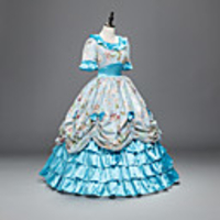 Princess Maria Antonietta Floral Style Rococo Victorian Renaissance Vacation Dress Dress Party Costume Masquerade Women