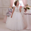 Princess Maxi Wedding / Birthday / First Communion Flower Girl Dresses - Lace / Tulle / Cotton Sleeveless Scalloped Neckline with Lace / Appliques / Crystals / Rhinestones miniinthebox