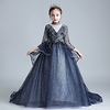 Princess Sweep / Brush Train Event / Party / Formal Evening Flower Girl Dresses - Lace / Tulle 3/4 Length Sleeve Illusion Neck with Lace / Appliques / Solid