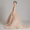 Princess Sweep / Brush Train Party / Event / Party Flower Girl Dresses - Lace / Tulle 3/4 Length Sleeve Jewel Neck with Lace / Solid / Paillette