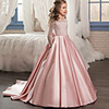 Princess Sweep / Brush Train Wedding / Party / Pageant Flower Girl Dresses - Lace / Satin / Tulle Long Sleeve Jewel Neck with Bow(s)