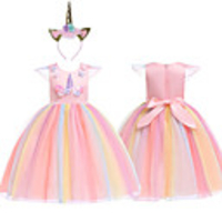 Princess Unicorn Cosplay Costume Masquerade Flower Girl Dress Girls
