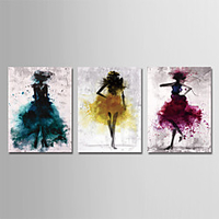Print Stretched Canvas Prints - Abstract People Modern Three Panels Art Prints miniinthebox