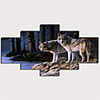 Print Stretched Canvas Prints - Landscape Animals Traditional Modern Five Panels Art Prints