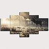 Print Stretched Canvas Prints - Landscape Animals Traditional Modern Five Panels Art Prints