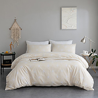 Printed Duvet Cover Set Double Size - yellowwhite miniinthebox