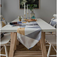 Printed Triangle Geometric Elk Table Runner With Pointed Corners