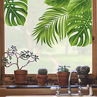 Privacy Tropical Plant Pattern Window Film Home Bedroom Bathroom Glass Window Film Stickers Self Adhesive Sticker Wall Stickers for Bedroom Living Room 5860cm miniinthebox