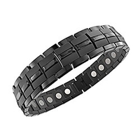 proexl mens magnetic titanium bracelet carbon black for arthritis and carpel tunnel,  size adjuster,  gift box (9.5)