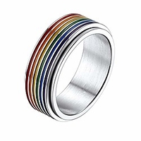 prosteel pride rings for women men size 9 stainless steel lgbtq pride rainbow fidget ring miniinthebox